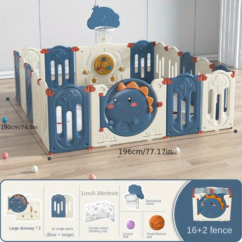 1 Set Premium Indoor Baby Playpen - Conveniently Foldable with Comfy Crawling Mat & Secure Safety Fence - Perfect Play Area for Your Little One