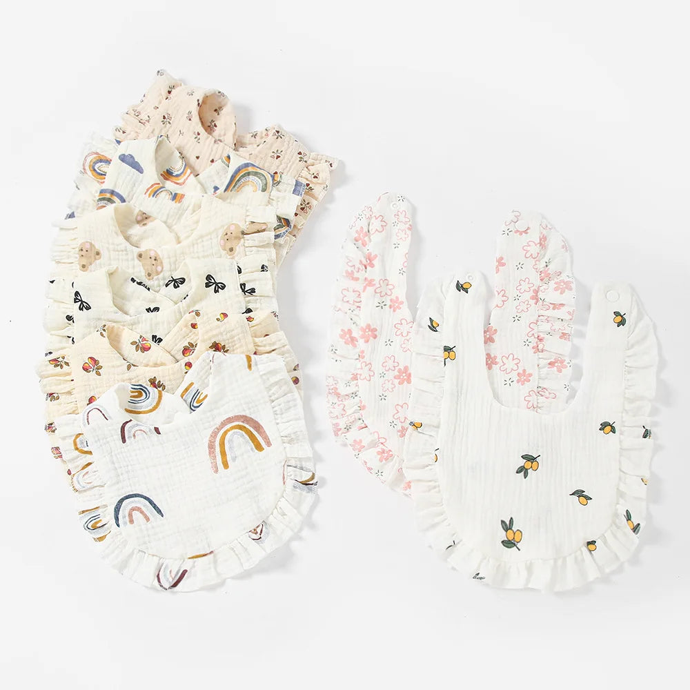 Cotton Baby Bibs for Newborn Infant Burp Cloths Muslin Baby Feeding Drool Bib Bandana Ruffle Saliva Towel Babies Accessories