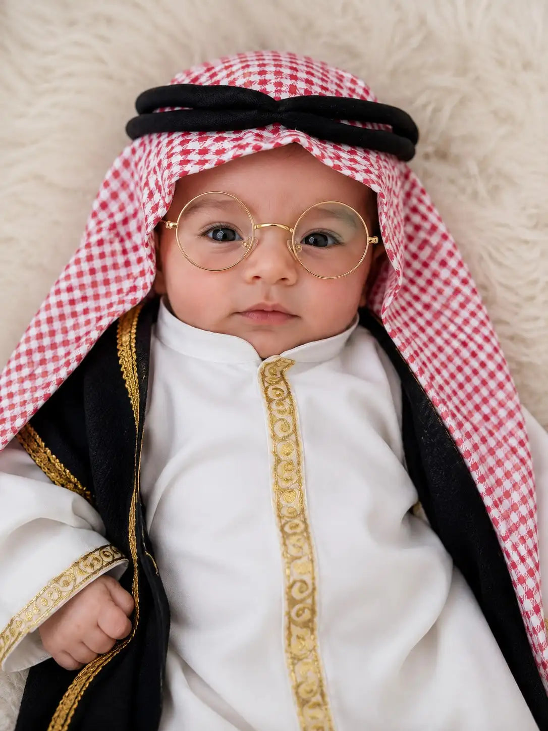 Newborn Photography Outfits Baby Boy Arabian Prince Headscarf SetGhutraPlaidShemaghwith AgalTraditionalArabicStylePrince Costume