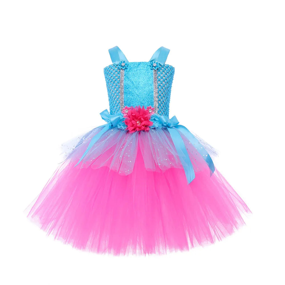 Trolls Tutu Dress Girls Princess Poppy Birthday Costumes Magic Elves Halloween Dresses Girl Fairy Flower Outfits Clothes
